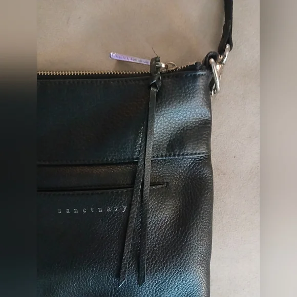 Sanctuary 100% Leather Black Large Festival Crossbody Boho Purse-GUC - Picture 5 of 14